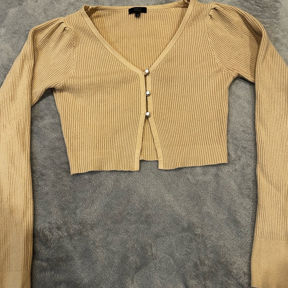 Debut Camel Ribbed Knit Top